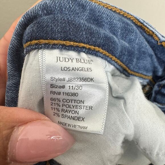 Judy Blue Womens Straight Leg Jeans Size 11/30 Dark Wash Stretch Denim Mid Rise - Picture 8 of 11